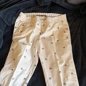 Fun and comfy Cream Pants with grey and peach Starling Pattern